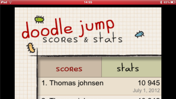 Doodle Jump 2 level 1 High Score 8,564 points 