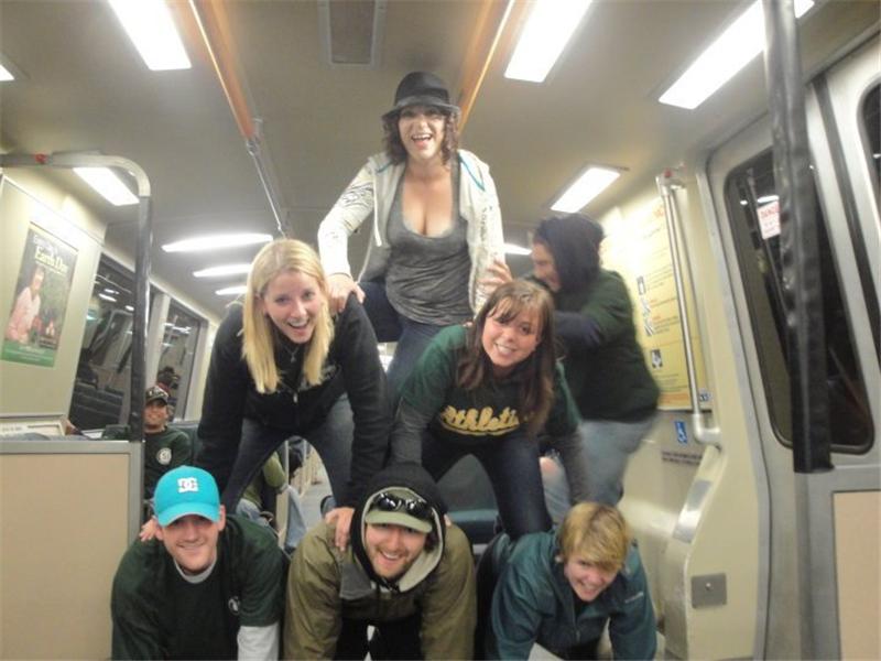Largest Human Pyramid On A Moving Subway