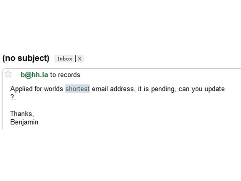 Shortest Email Address 
