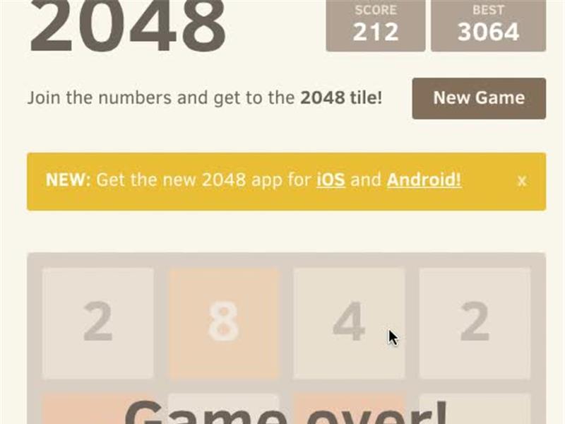 What is the lowest score one can get in the game 2048? - Quora