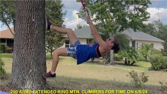 Fastest 200 Reps of Arms Extended Ring Hang Mtn. Climbers