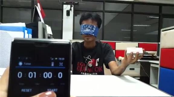 Most One-Handed Card Cuts In One Minute While Blindfolded