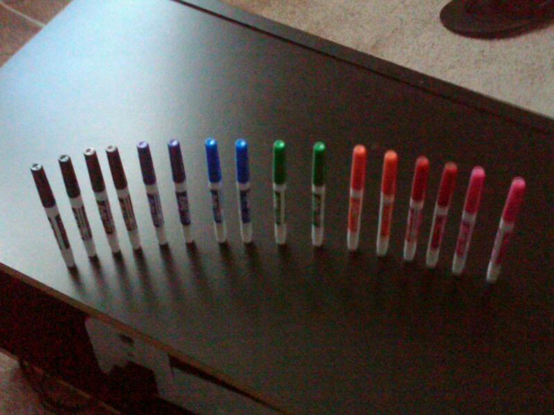 Most Expo Dry Erase Markers Stood On End At Once