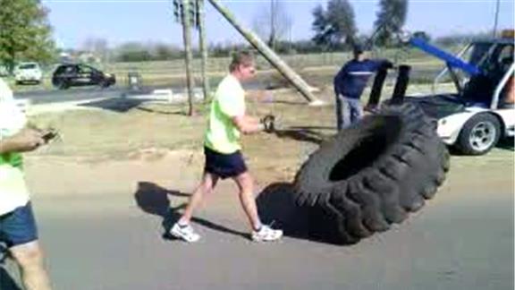 One Person to Flip a 150 Kilogram Tyre in the Shortest Possible Time