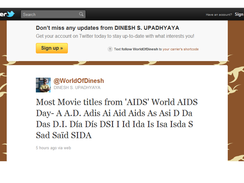 Most Movie Titles Derived From The Letters Of ‘AIDS’ In A Single Tweet