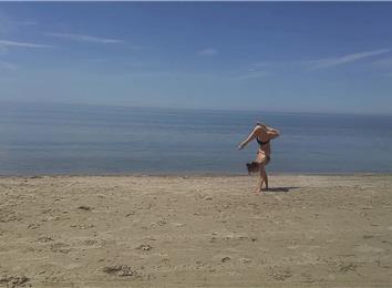 Longest Handstand Longest Handstand Walk On A Beach | World Record | Allie and Elle inc ...