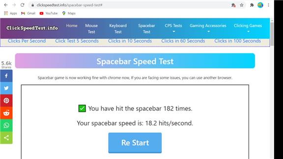 Most Spacebar Clicks on 10 Seconds