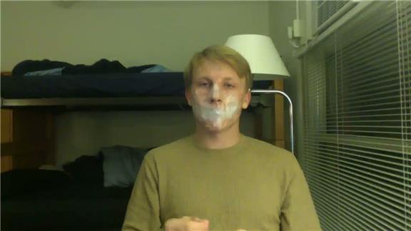 Most Pieces Of Tape Taped To Face At Once