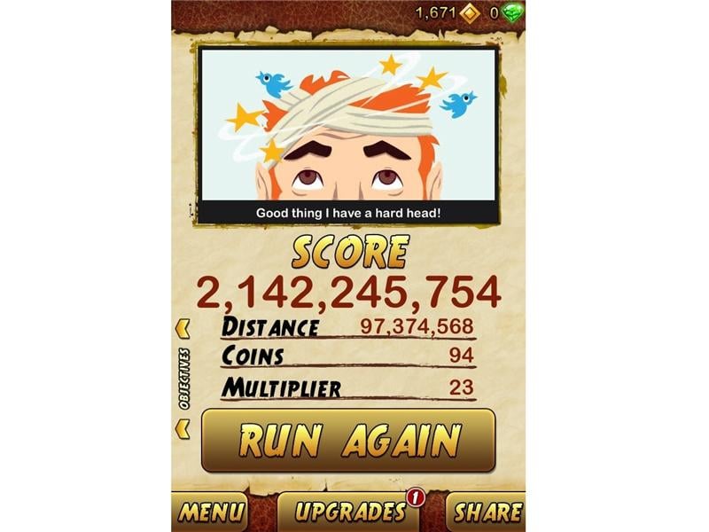 temple run 2 highest score in the world