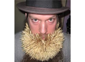 Man sets world record with beard, toothpicks