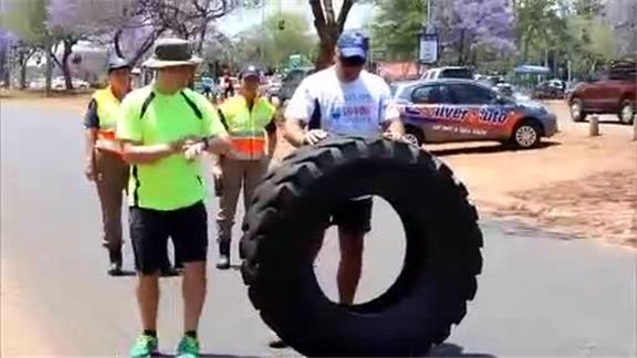 Flip a 100 Kilogram Tyre for 500 Meters in the Shortest Possible Time While Being Blindfolded