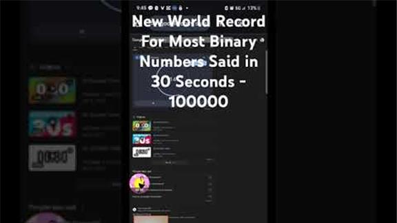 World Record for Most Binary Numbers Counted in 30 Seconds