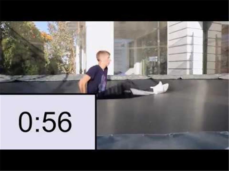 Most Seat Drop Exercises On A Trampoline In One Minute World Record Hudson Reid