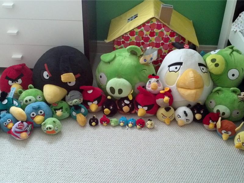 Most Angry Birds Stuffed Animals In A Bedroom