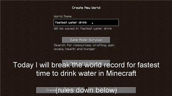 Fastest Time to Drink Water Form Bottle in Minecraft
