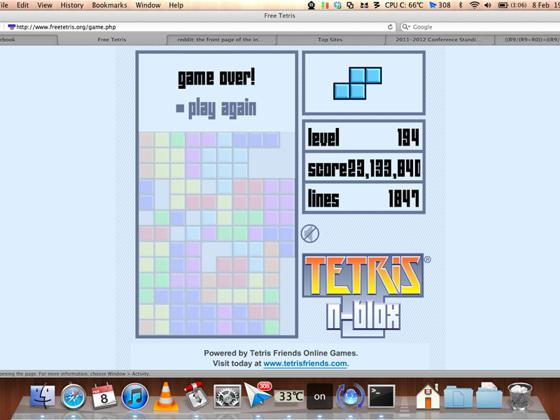 Highest Score On Tetris Game