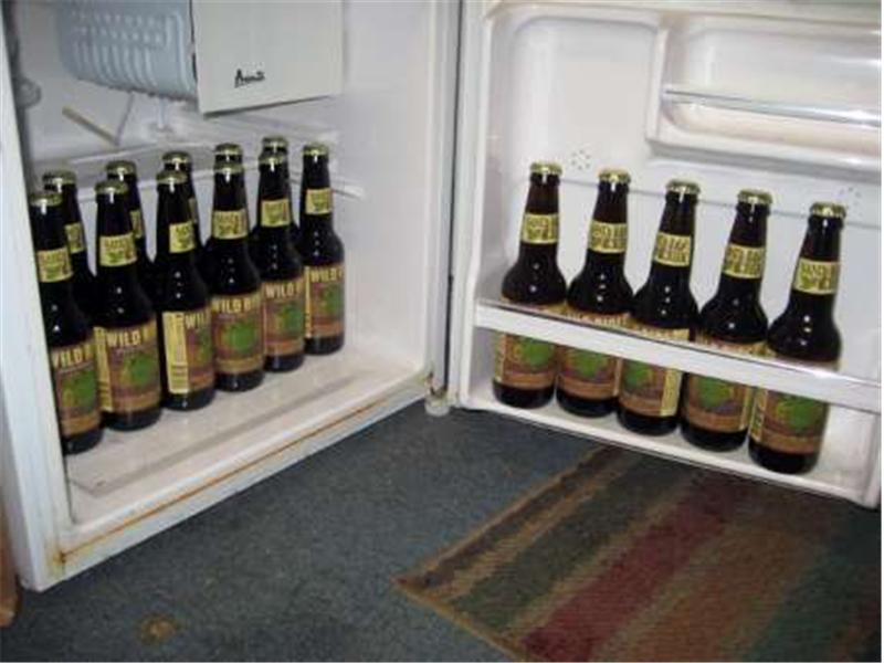 Most Microbrew Beers With Same Label Faced Forward In A Microfridge